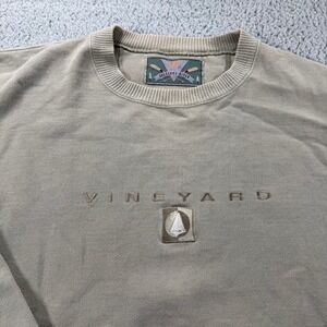 Cheyenne River Vineyard Embroidered Sweatshirt‎ Mens Tan Sailboat Graphic XL